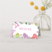 Niedlich Dinosaur Girl Geburtstagsfeier Platzkarte (Vorderseite)