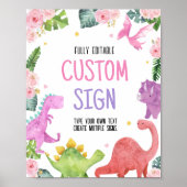 Niedlich Dinosaur Girl Geburtstagsfeier Poster (Vorne)