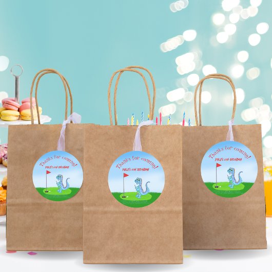 Niedlich Dinosaur Golf ThemenKindergeburtstag Runder Aufkleber