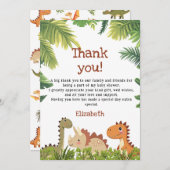 Niedlich Dinosaur Greenery Baby Dusche Dankeskarte (Vorne/Hinten)