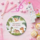 Niedlich Dinosaur Greenery Baby Dusche Pappteller (Party)