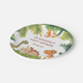Niedlich Dinosaur Greenery Baby Dusche Pappteller (Schrägansicht)