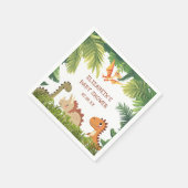 Niedlich Dinosaur Greenery Baby Dusche Serviette (Ecke)