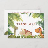 Niedlich Dinosaur Greenery Geburtstagsparty Danke (Vorne/Hinten)