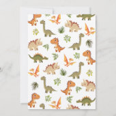 Niedlich Dinosaur Jurassic Greenery Baby Dusche Einladung (Rückseite)