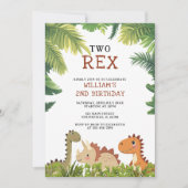 Niedlich Dinosaur Jurassic Two Rex 2. Party Einladung (Vorderseite)