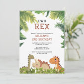 Niedlich Dinosaur Jurassic Two Rex 2. Party Einladung (Stehend Vorderseite)