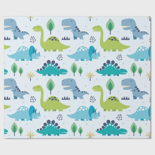 Niedlich Dinosaur Kids Pattern Geschenkpapier (Flach)