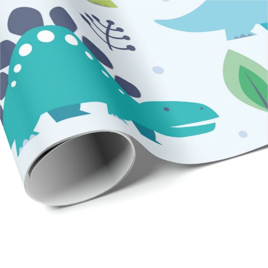 Niedlich Dinosaur Kids Pattern Geschenkpapier (Rolleneckpunkt)