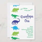 Niedlich Dinosaur Kinder 1. Geburtstag Dino Party Einladung (Vorderseite)