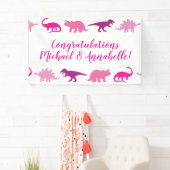 Niedlich Dinosaur Kinderdusche Dino Pink Girl Banner (Insitu)