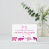 Niedlich Dinosaur Kinderdusche Dino Pink Girl Begleitkarte (Stehend Vorderseite)