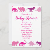 Niedlich Dinosaur Kinderdusche Dino Pink Girl Einladung (Vorderseite)