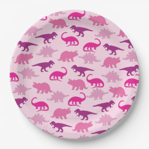 Niedlich Dinosaur Kinderdusche Dino Pink Girl Pappteller
