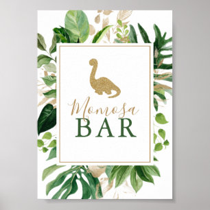 Niedlich Dinosaur Kinderdusche Momosa Bar Zeichen Poster