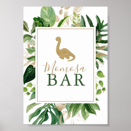 Niedlich Dinosaur Kinderdusche Momosa Bar Zeichen Poster (Vorne)