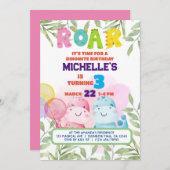 Niedlich Dinosaur Kindergeburtstag Dino Chalkboard Einladung (Vorne/Hinten)