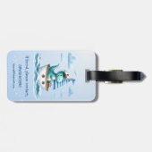 Niedlich Dinosaur Nautical Captain Blue Gepäckanhänger (Rückseite horizontal)