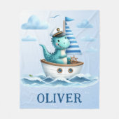 Niedlich Dinosaur Nautical Captain Personalisiert  Fleecedecke (Vorderseite)