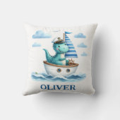 Niedlich Dinosaur Nautical Captain Personalisiert Kissen (Rückseite)