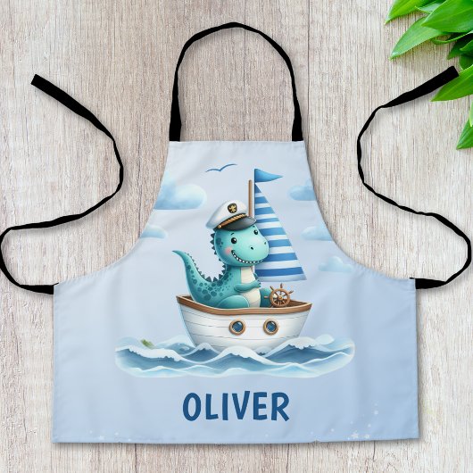Niedlich Dinosaur Nautical Captain Personalisiert  Schürze