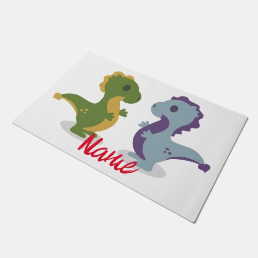 Niedlich Dinosaur Pair Thunder_Cove Fußmatte (Schrägansicht)