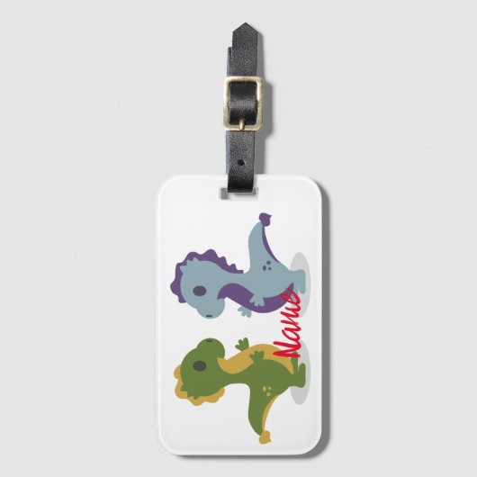 Niedlich Dinosaur Pair Thunder_Cove Gepäckanhänger (Vorderseite Vertikal)