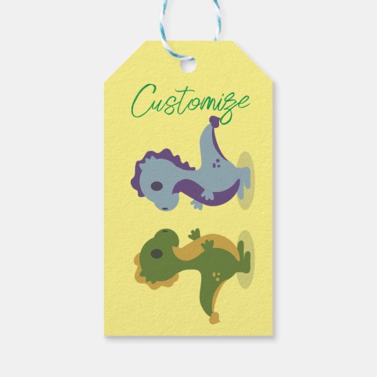 Niedlich Dinosaur Pair Thunder_Cove Geschenkanhänger (Rückseite)