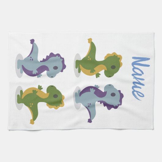 Niedlich Dinosaur Pair Thunder_Cove Geschirrtuch (Horizontal)