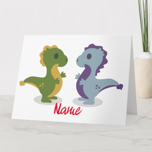 Niedlich Dinosaur Pair Thunder_Cove Karte (Vorderseite)