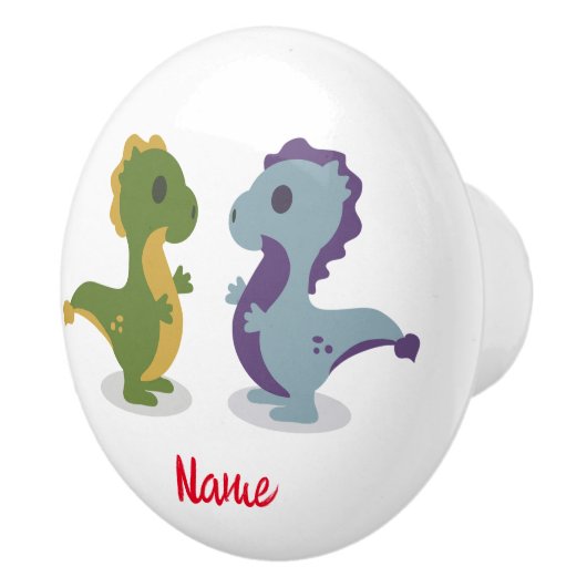 Niedlich Dinosaur Pair Thunder_Cove Keramikknauf (Rechts)