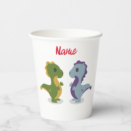 Niedlich Dinosaur Pair Thunder_Cove Pappbecher (Rückseite)