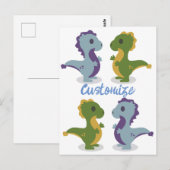Niedlich Dinosaur Pair Thunder_Cove Postkarte (Vorne/Hinten)