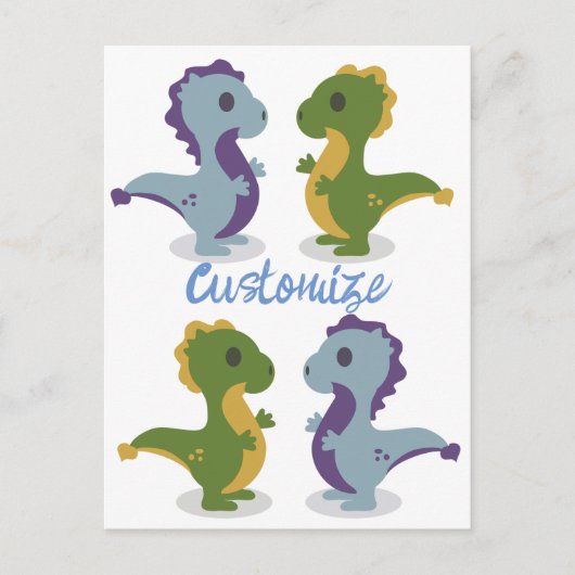 Niedlich Dinosaur Pair Thunder_Cove Postkarte (Vorderseite)