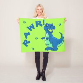 Niedlich Dinosaur RAWR Paw Green Blue Kids Fleecedecke