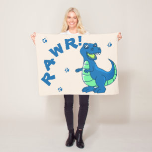 Niedlich Dinosaur RAWR Paw Green Blue Kids Fleecedecke