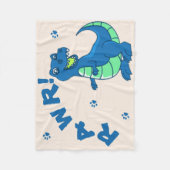 Niedlich Dinosaur RAWR Paw Green Blue Kids Fleecedecke (Vorderseite)