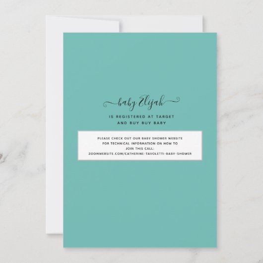 Niedlich Dinosaur ROAR Boy Baby Virtual Dusche Einladung (Rückseite)