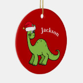 Niedlich Dinosaur Santa Claus Hat Red Kids Weihnac Keramik Ornament (Rechts)