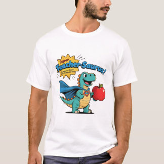 Niedlich Dinosaur Superhero Teacher Geschenk T-Shirt