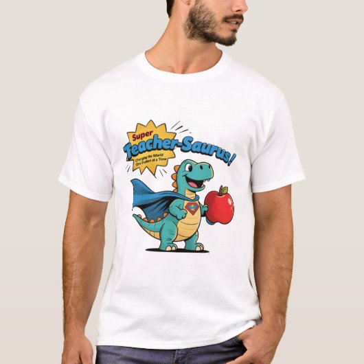 Niedlich Dinosaur Superhero Teacher Geschenk T-Shirt (Vorderseite)