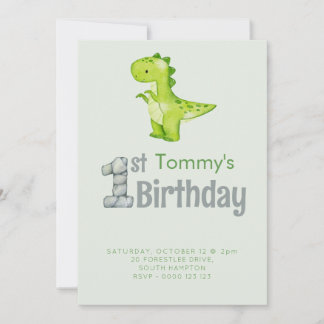 Niedlich Dinosaur T-REX 1. Geburtstag Party Boys Einladung