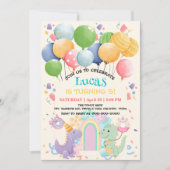 Niedlich Dinosaur Unicorn Rainbow donut Ballonpatt Einladung (Vorderseite)
