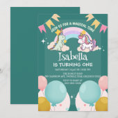 Niedlich Dinosaur Unicorn Regenbogen Ballon Geburt (Vorne/Hinten)