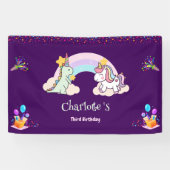Niedlich Dinosaur Unicorn Regenbogen Ballon Geburt Banner (Horizontal)