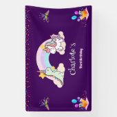 Niedlich Dinosaur Unicorn Regenbogen Ballon Geburt Banner (Vertikal)