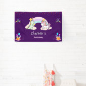 Niedlich Dinosaur Unicorn Regenbogen Ballon Geburt Banner (InSitu)