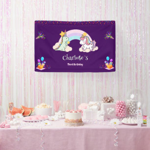 Niedlich Dinosaur Unicorn Regenbogen Ballon Geburt Banner