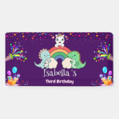 Niedlich Dinosaur Unicorn Regenbogen Ballon Geburt Banner (Horizontal)
