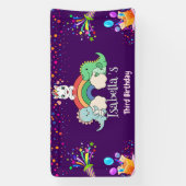 Niedlich Dinosaur Unicorn Regenbogen Ballon Geburt Banner (Vertikal)
